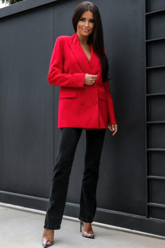 Long Sleeve Double-Breasted Blazer