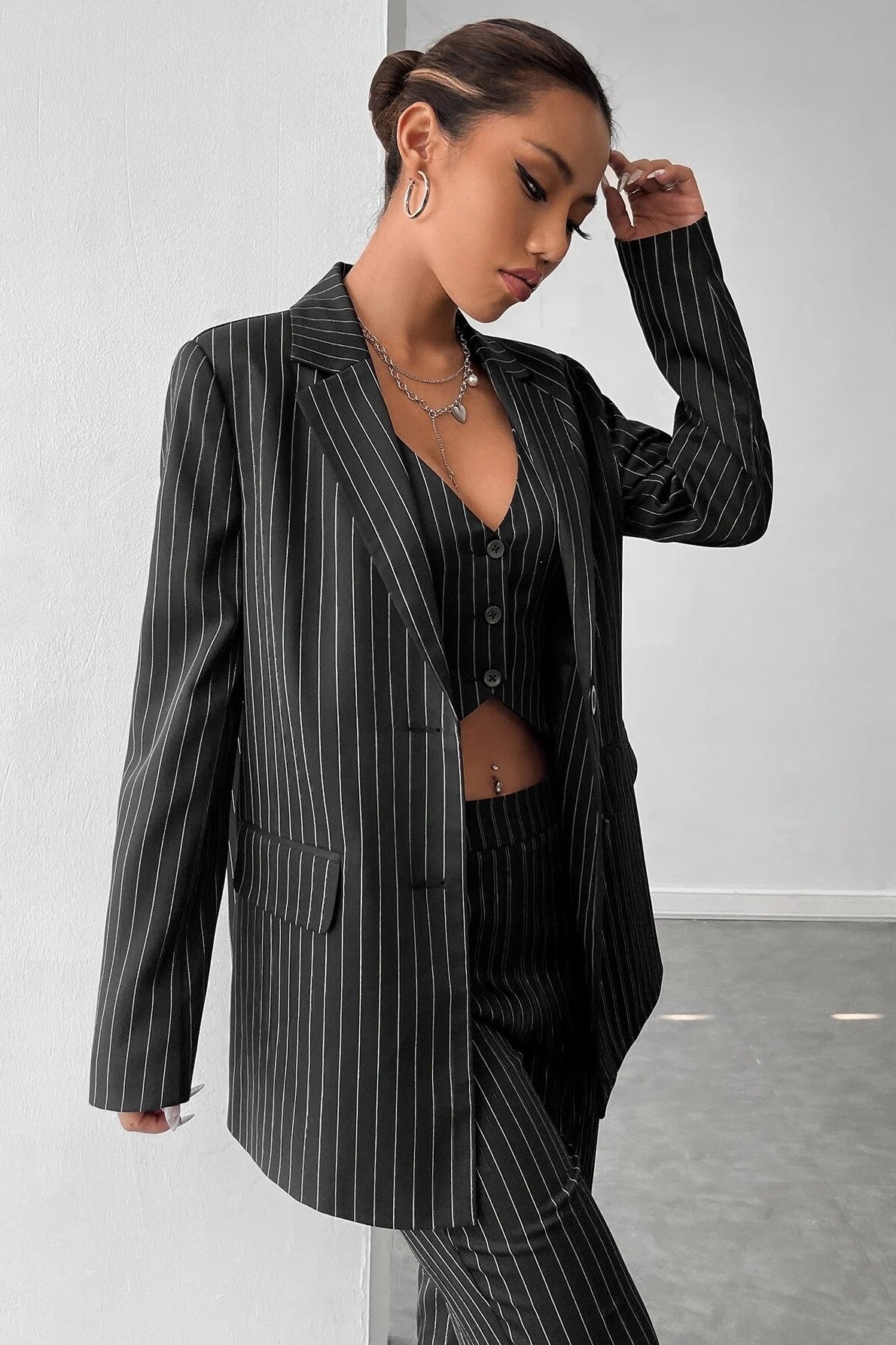 Striped Casual Blazer