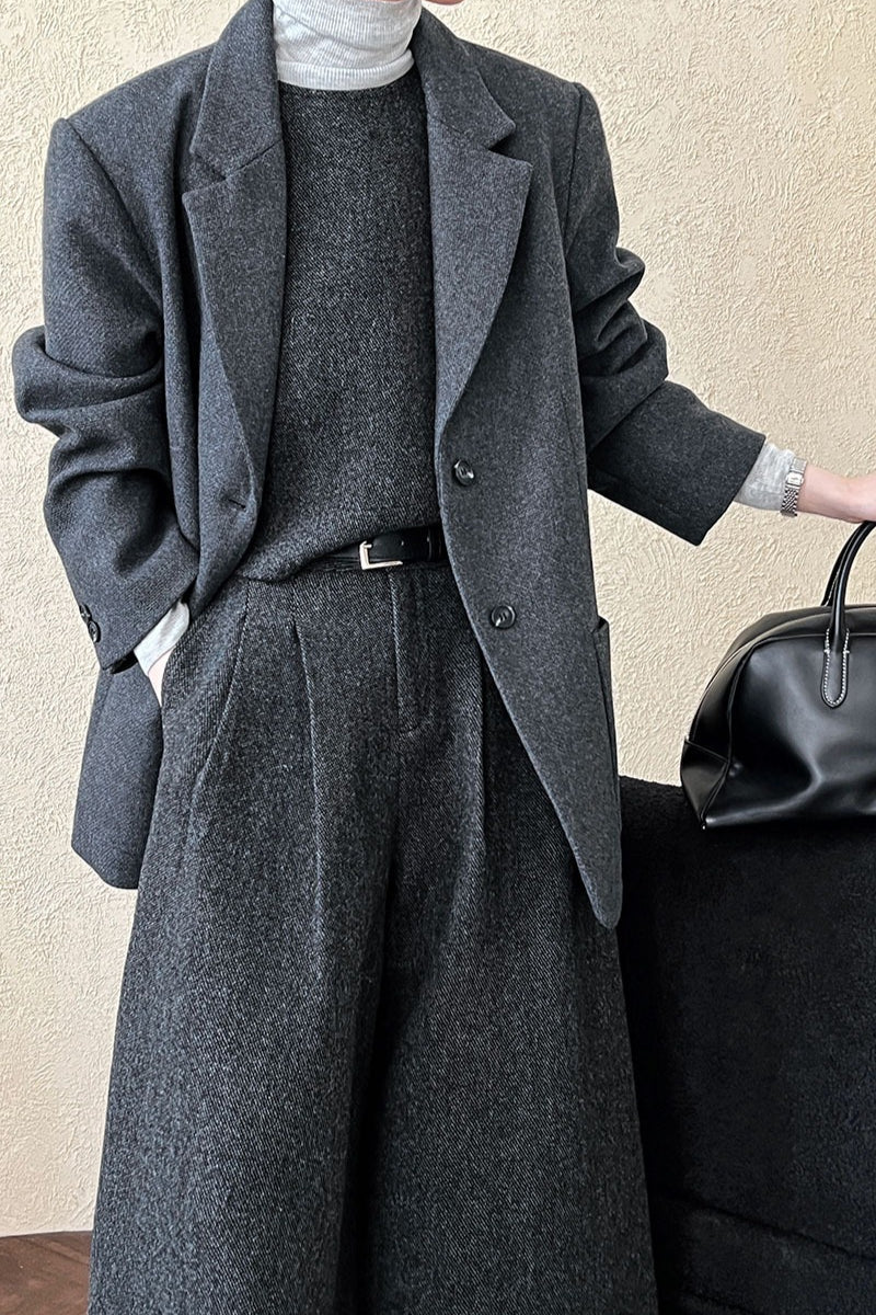 Wool Blend Relaxed Fit Blazer
