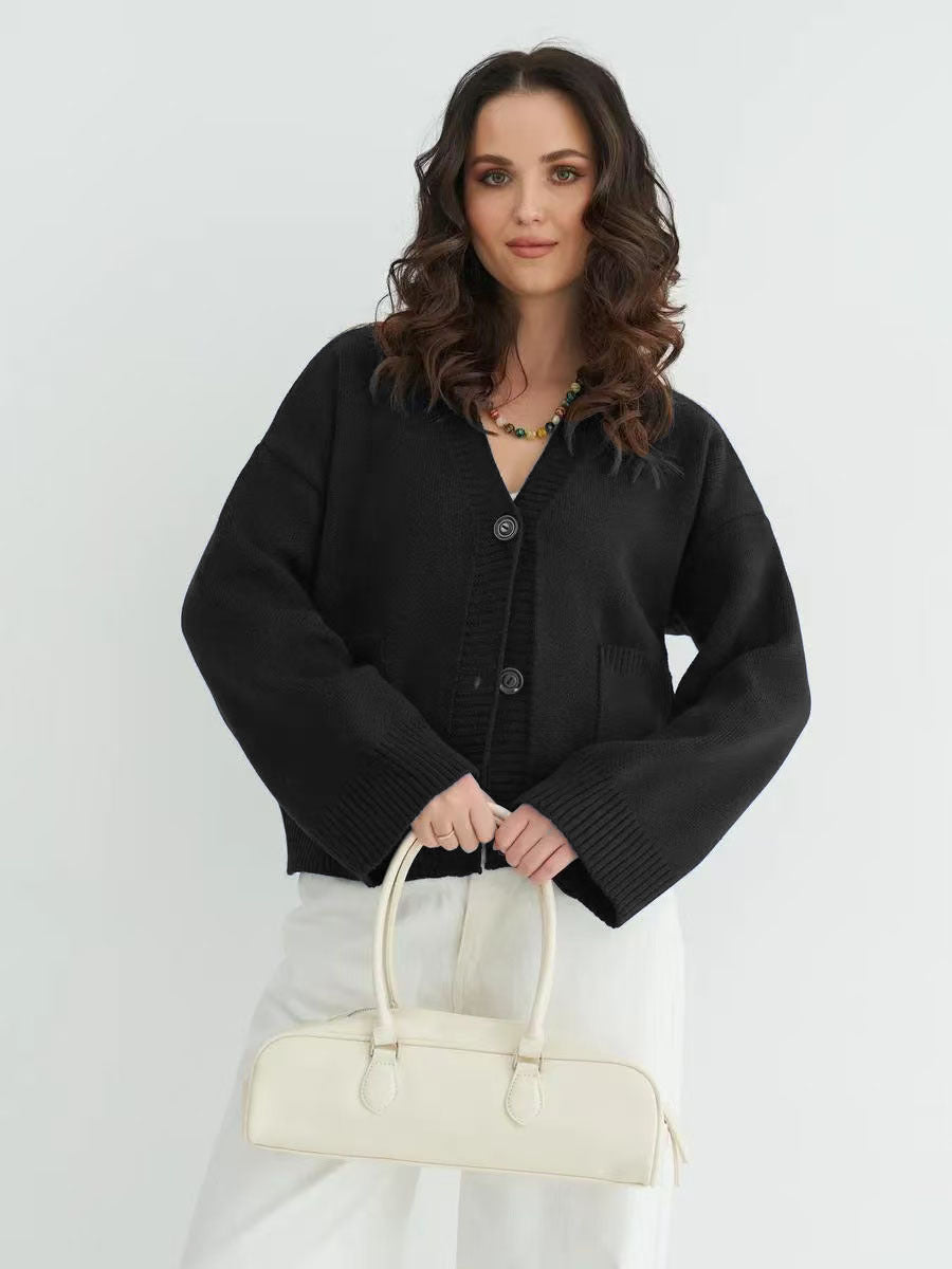 V-Neck Pocket Knit Cardigan