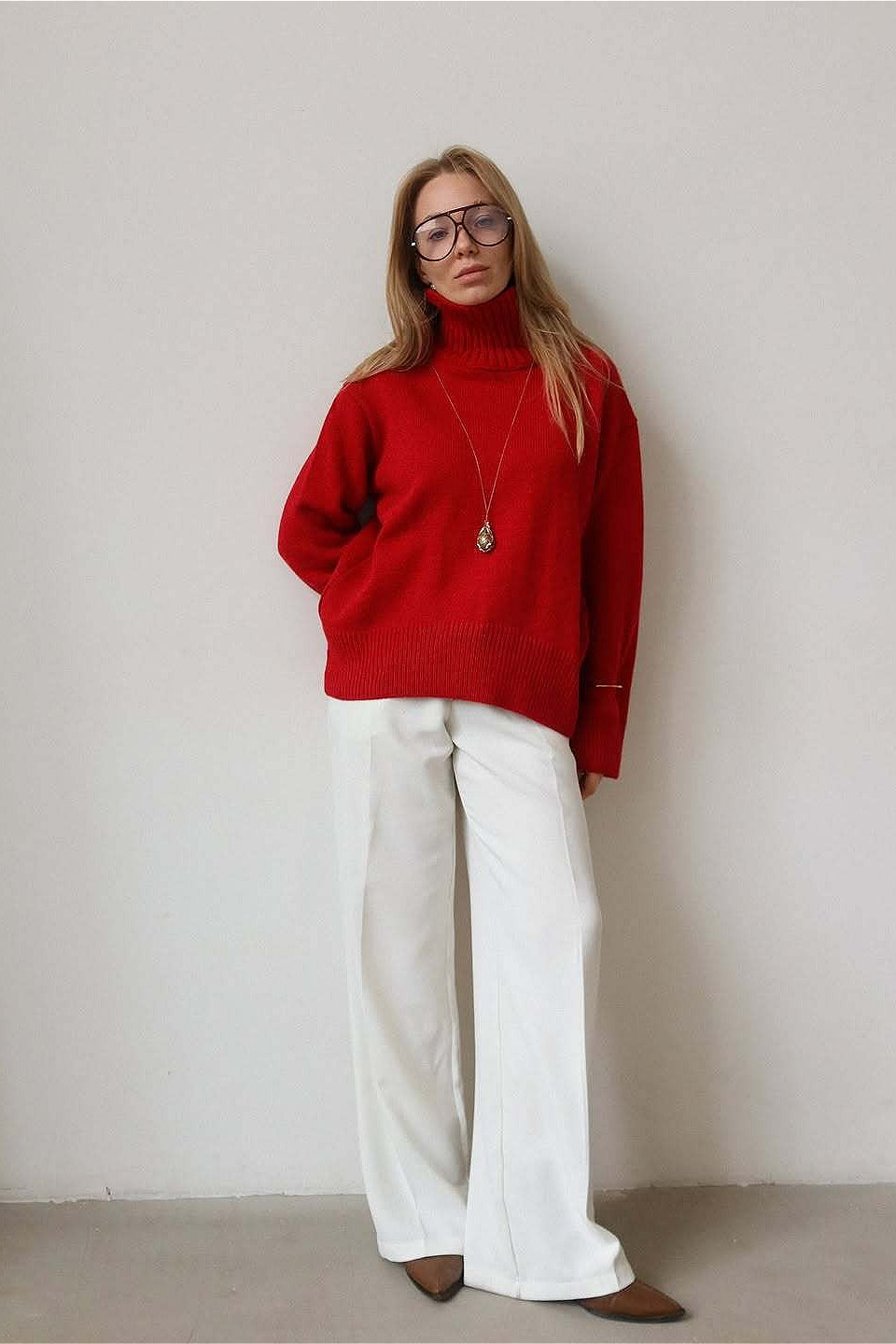 Oversized Solid Color Turtleneck Fashion Sweater