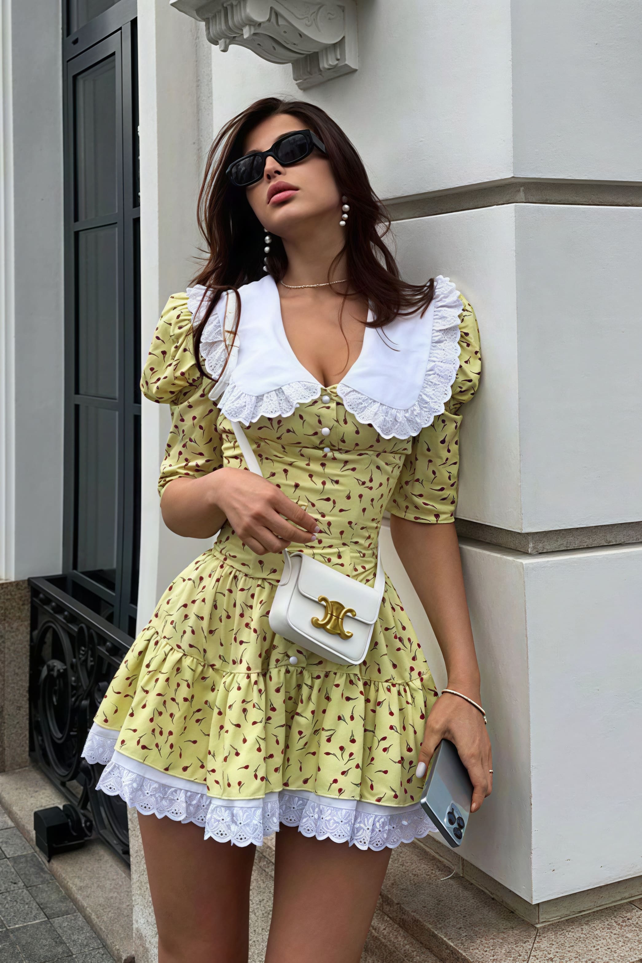 Peter Pan Collar Short Sleeve Floral Mini Dress