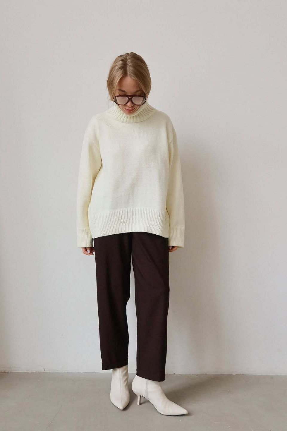 Oversized Solid Color Turtleneck Fashion Sweater