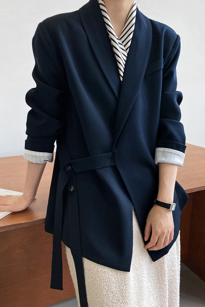 Fashionable Draped Apple Collar Blazer