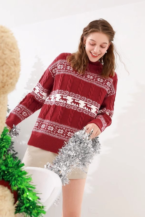 Loose Striped Jacquard Sweater