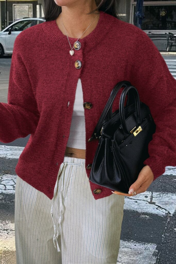 Minimalist Button Long Sleeve Cardigan